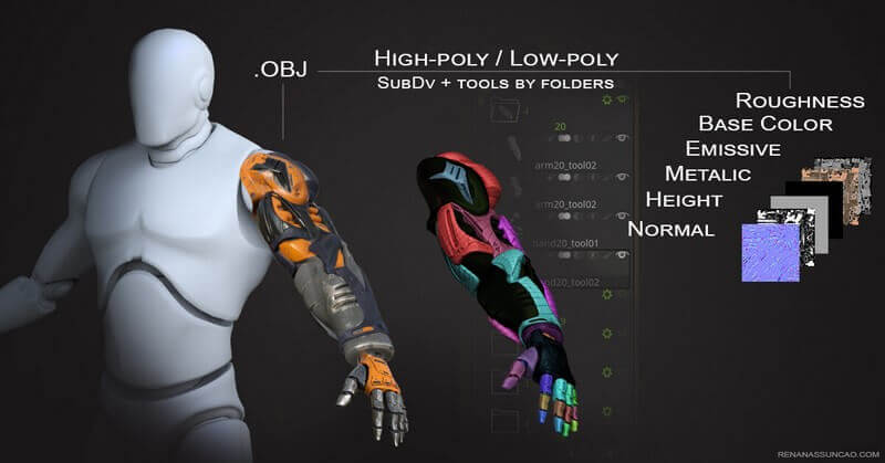 20种科幻机械手臂模型+贴图下载（FBX）插图13