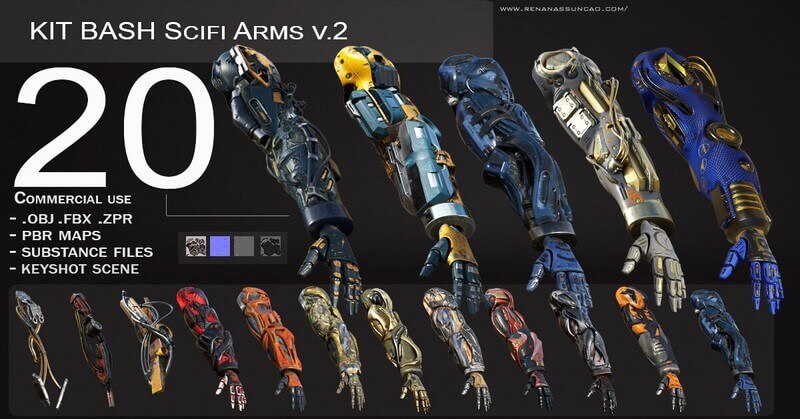 20种科幻机械手臂模型+贴图下载（FBX）插图