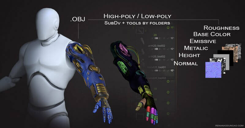 20种科幻机械手臂模型+贴图下载（FBX）插图6