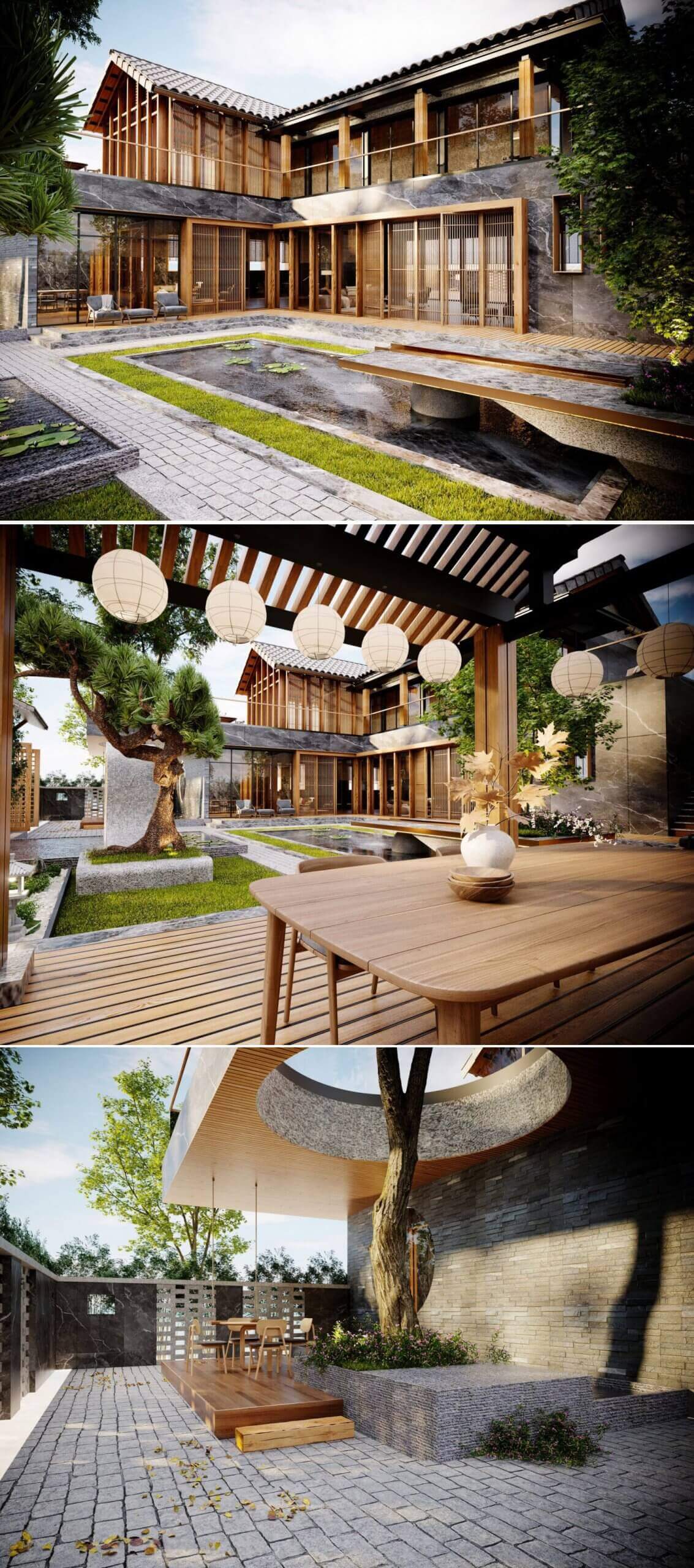 亚洲风格别墅花园 别墅花园场景3D模型（MAX）插图