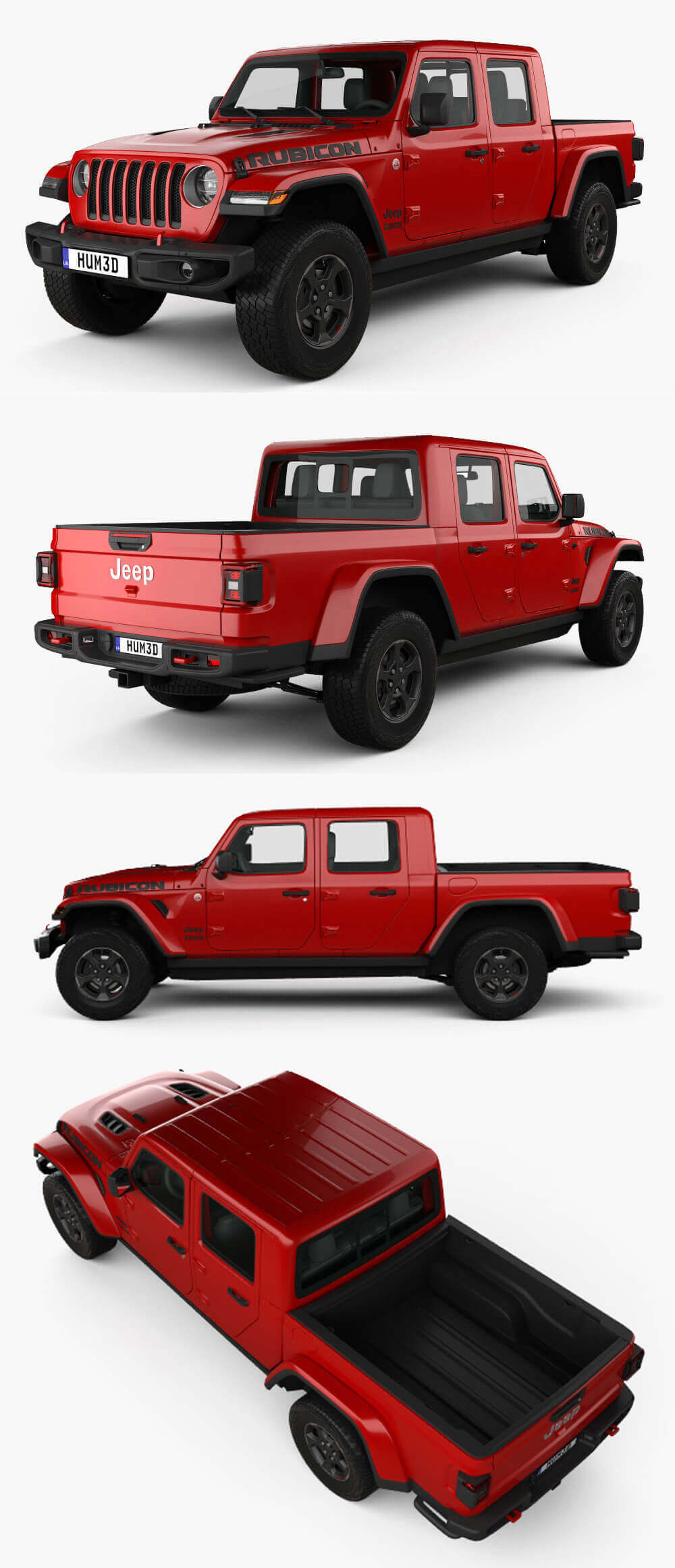 2022角斗士Jeep Gladiator JT Rubicon皮卡车3D模型（OBJ,FBX,MAX,C4D,LWO）插图