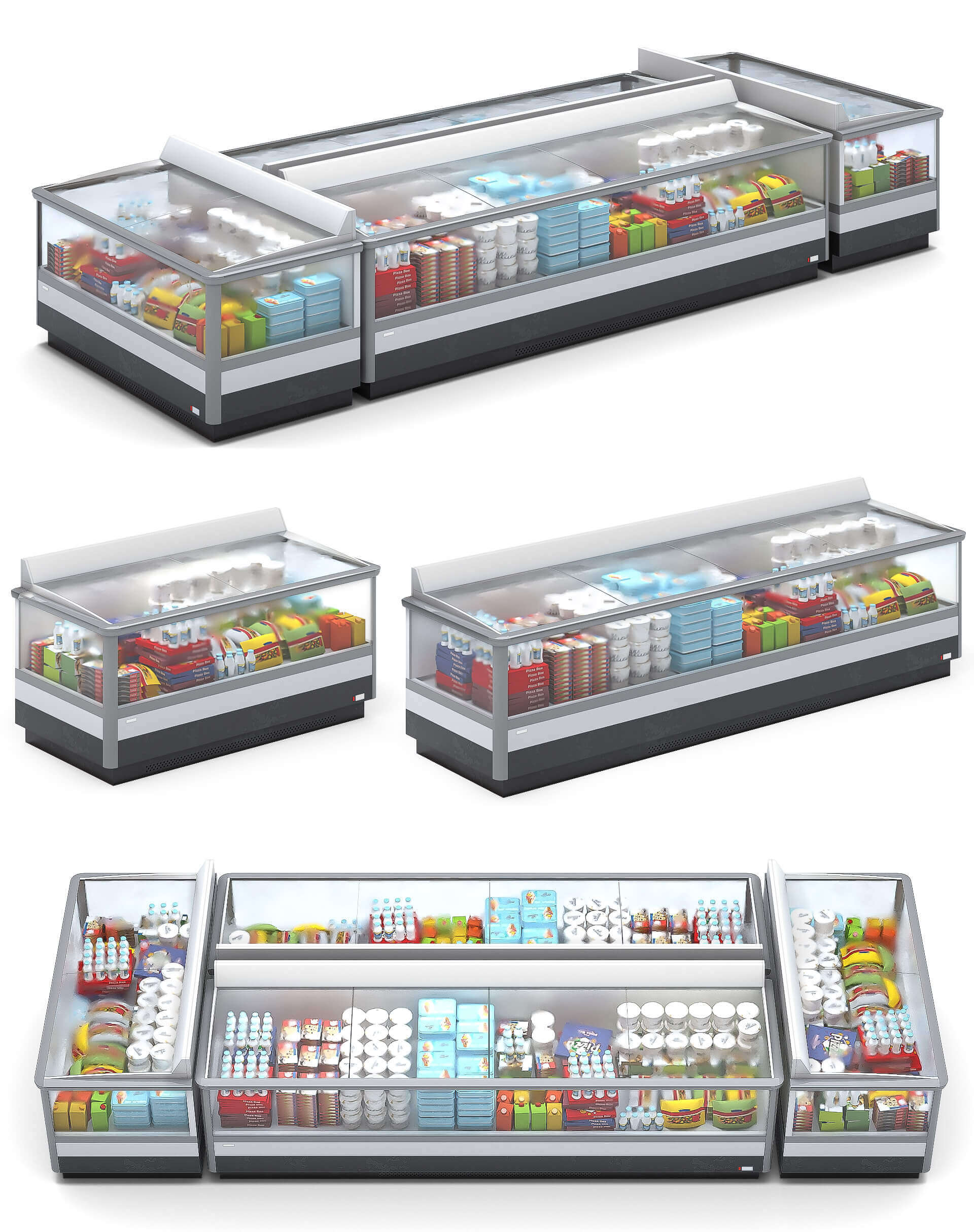 摆满冰淇淋和饮料的玻璃冷藏柜3D模型（OBJ,FBX,MAX）插图