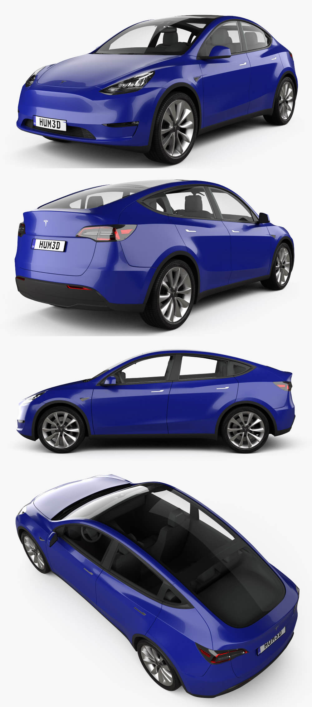 2022特斯拉Tesla Model Y SUV汽车3D模型（OBJ,FBX,MAX,C4D,LWO）插图