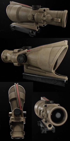 Trijicon ACOG Scope瞄准镜3D模型（OBJ,FBX,MAX）