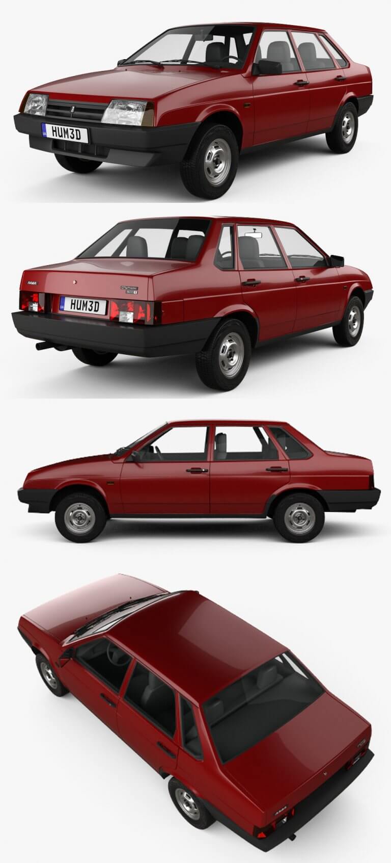 1990 VAZ Lada 21099汽车3D模型（OBJ,FBX,MAX,C4D,LWO）插图