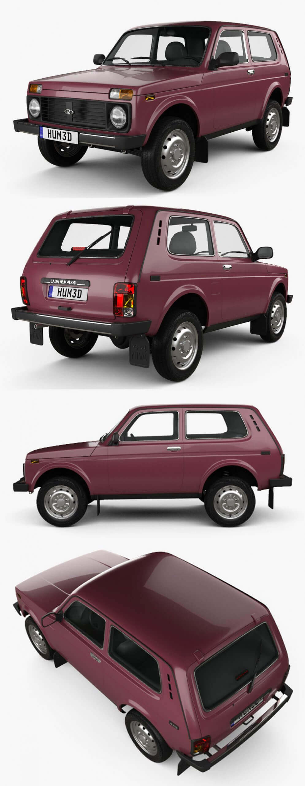 2012 VAZ Lada Niva 4×4 21214汽车3D模型（OBJ,FBX,MAX,C4D,LWO）插图