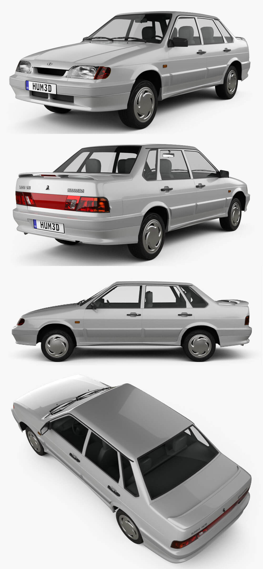 1997 VAZ Lada Samara 2115 sedan汽车3D模型（OBJ,FBX,MAX,C4D,LWO）插图