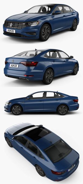 2022大众Volkswagen Jetta Premium汽车3D模型（OBJ,FBX,MAX,C4D,LWO）