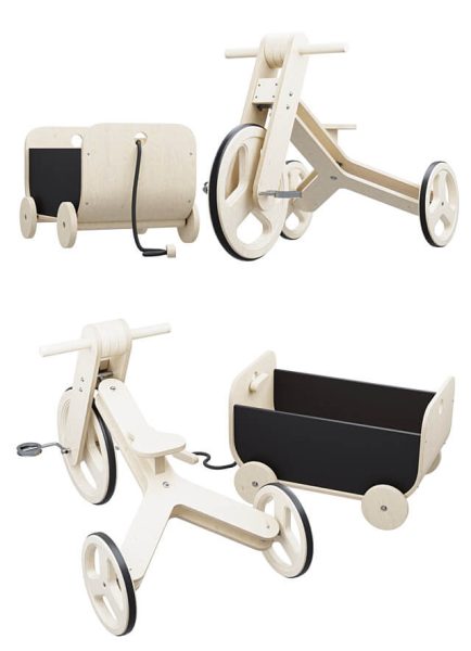 木质儿童三轮车 玩具车3D模型（MAX）