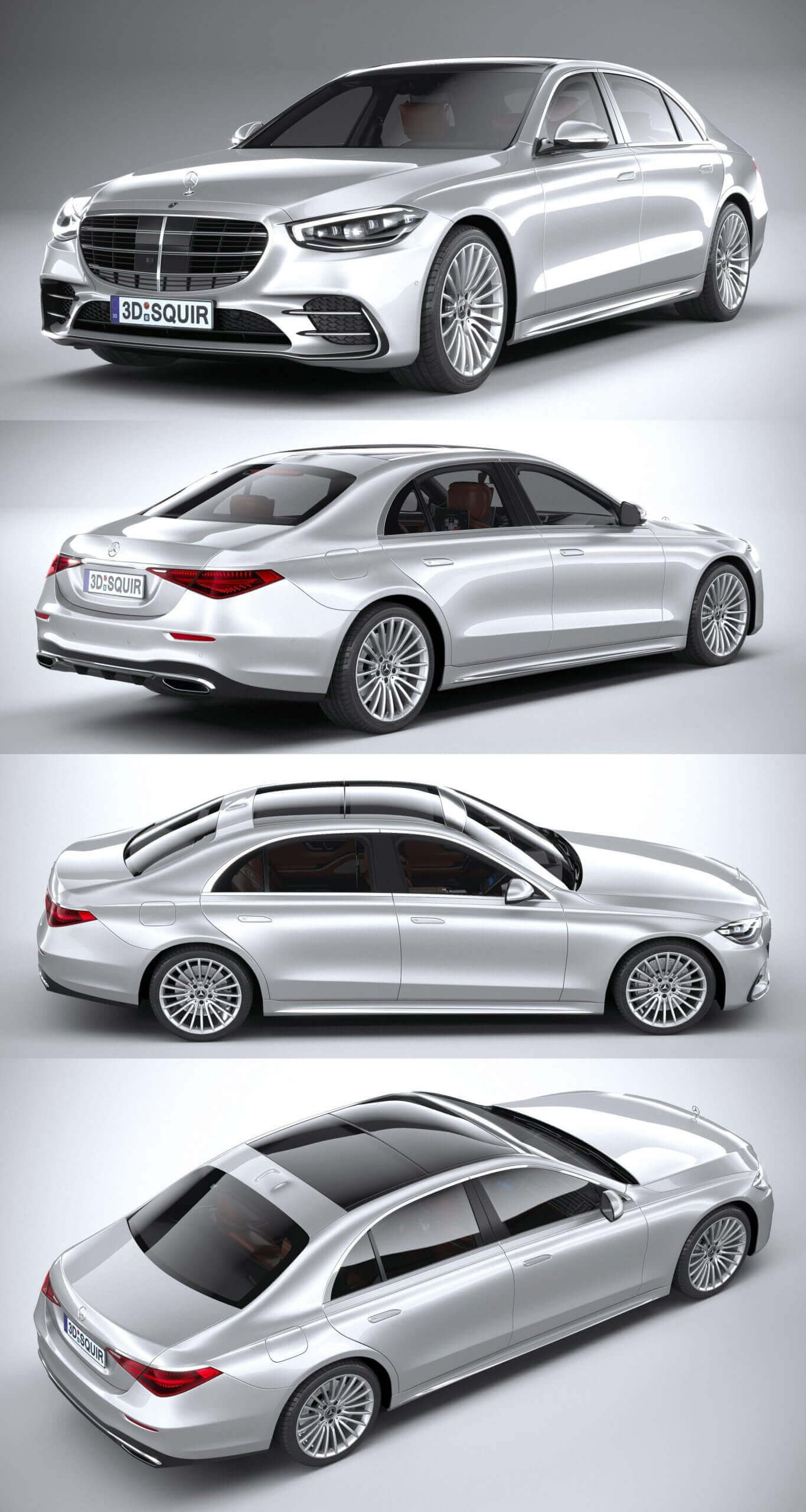 2021奔驰Mercedes Benz S Class long AMG汽车3D模型（OBJ,FBX,MAX,C4D,LWO）插图