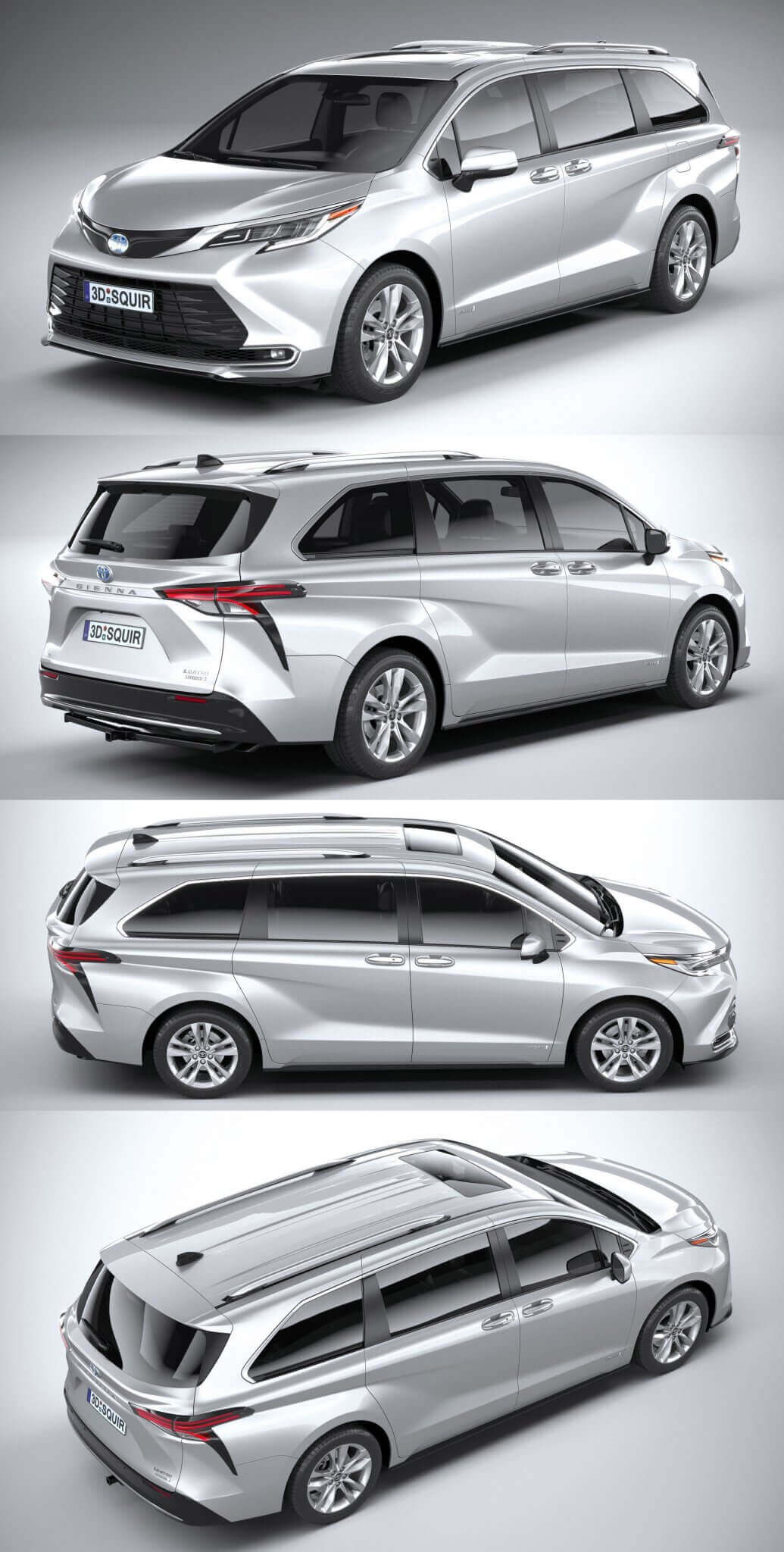 2021丰田赛那Toyota Sienna MPV汽车3D模型（OBJ,FBX,MAX,C4D,LWO）插图