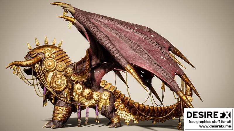 The Nushkar绚丽龙怪兽3D模型插图
