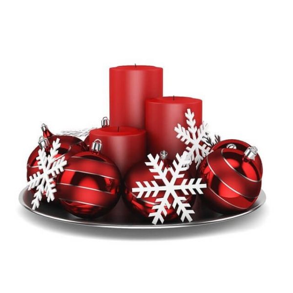 红色蜡烛圆球和雪花等圣诞新年装饰品3D模型（OBJ,FBX,MAX）