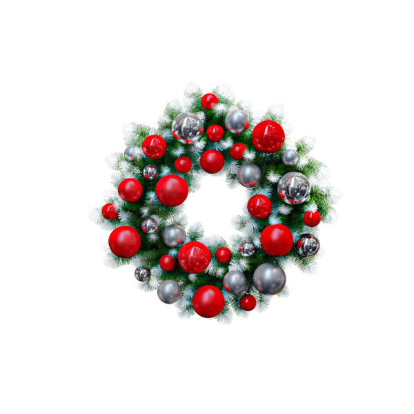 带红色和银色球的圣诞花环3D模型（OBJ,FBX,MAX）