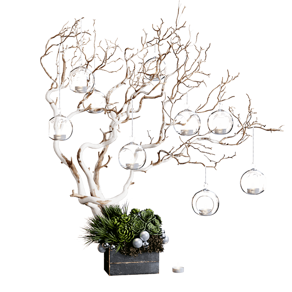 挂有蜡烛的圣诞树盆景3D模型（OBJ,FBX,MAX）插图