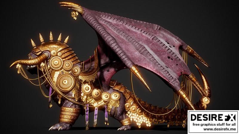 The Nushkar绚丽龙怪兽3D模型插图2