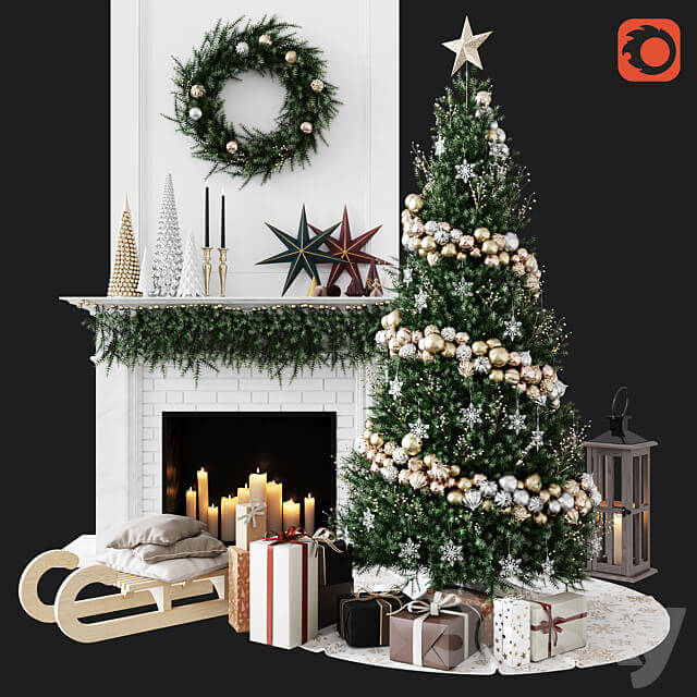 圣诞树和装饰3D模型（OBJ,FBX,MAX）插图