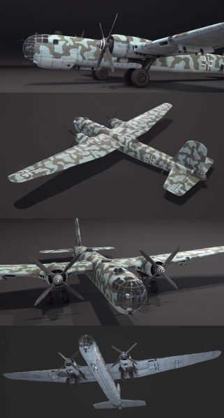 二战德国飞机He177 A-5重型轰炸机3D模型（OBJ,FBX,MAX）