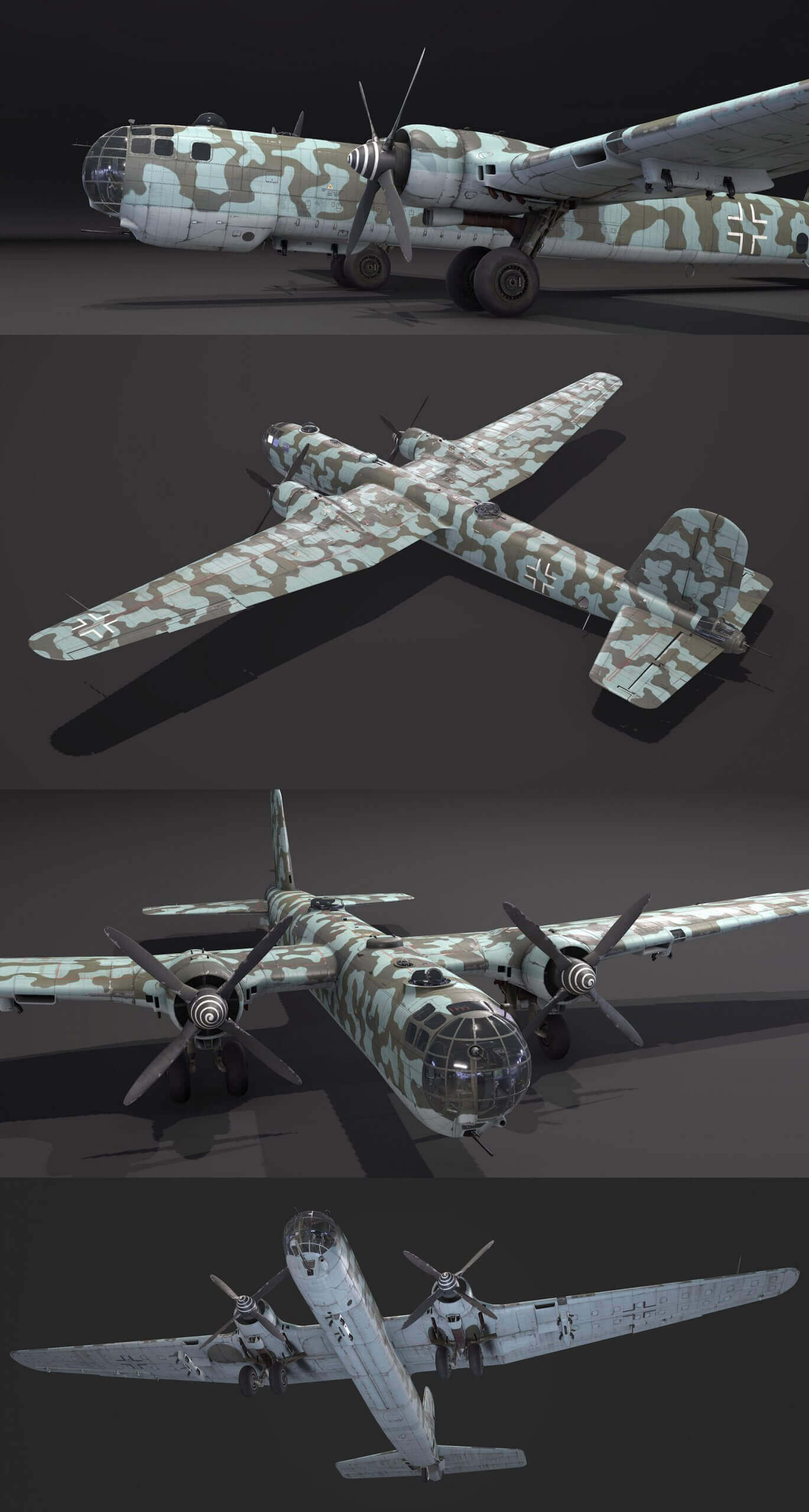 二战德国飞机He177 A-5重型轰炸机3D模型（OBJ,FBX,MAX）插图