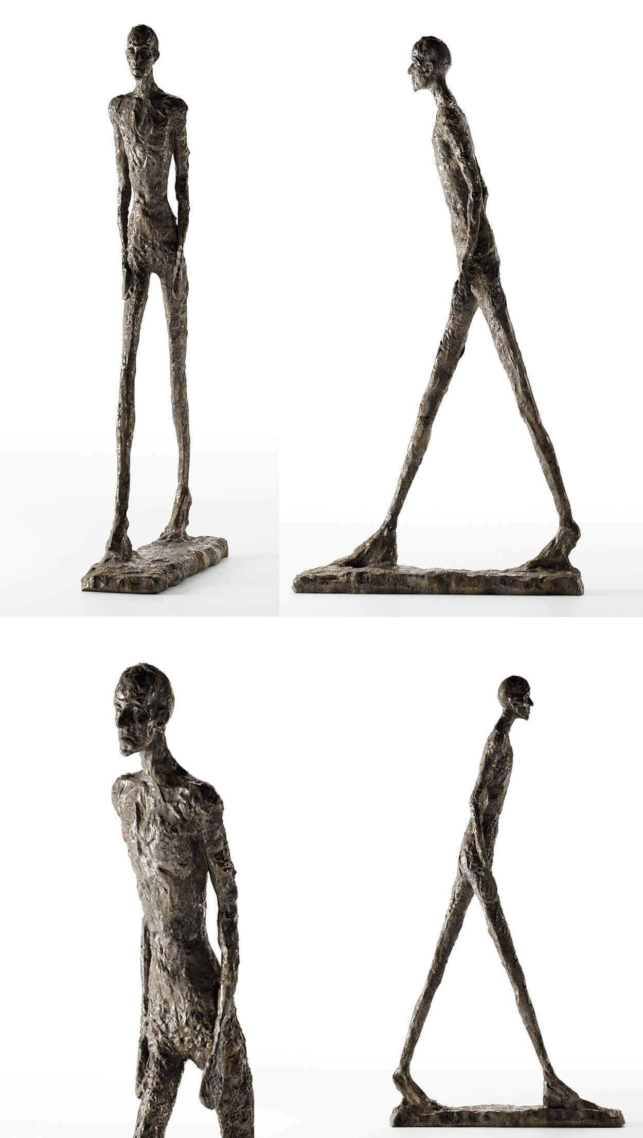 Alberto Giacometti“行走的人”金属雕像3D模型（OBJ,FBX,MAX）插图