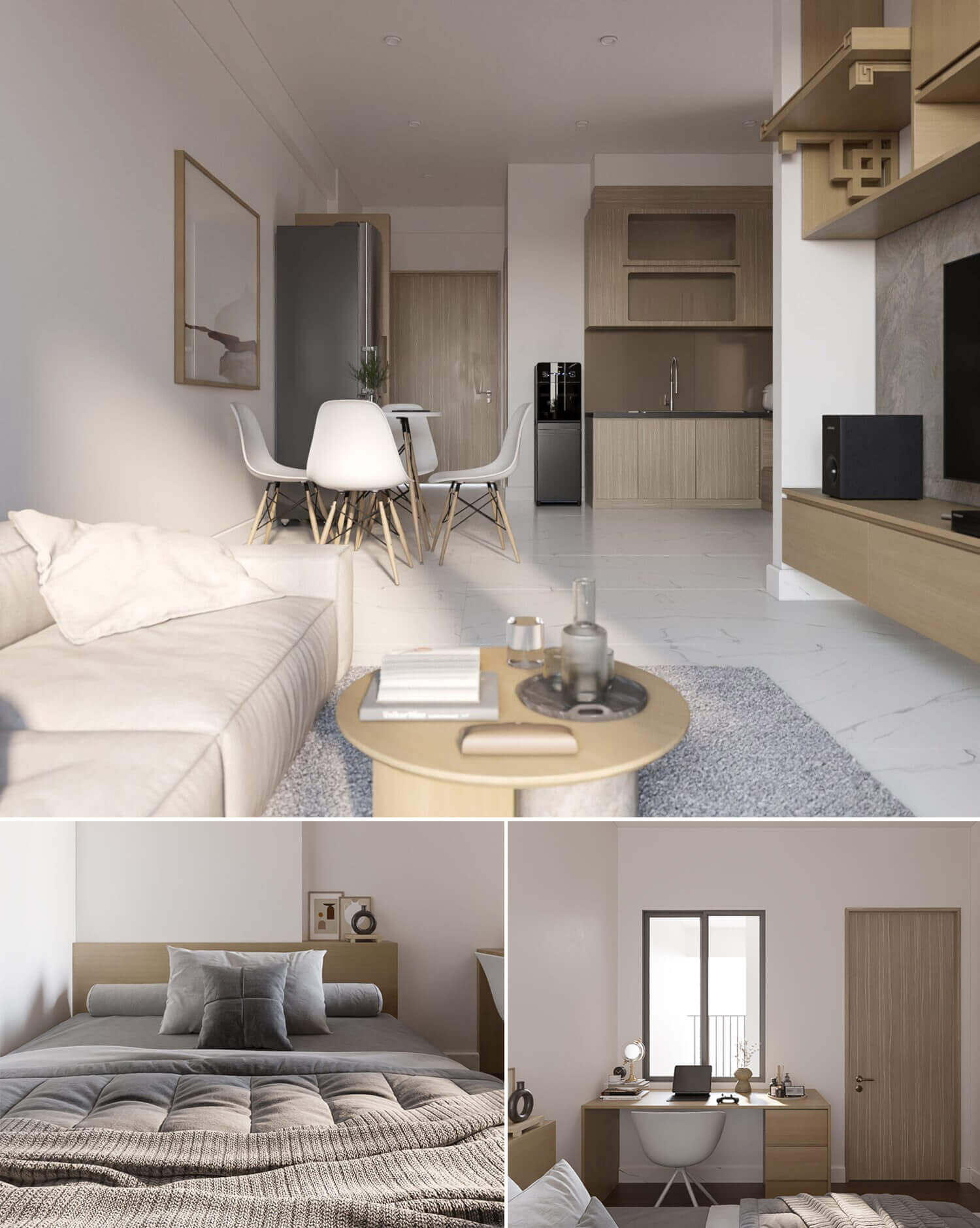 小公寓客厅卧室设计 客厅卧室场景3D模型（MAX）插图