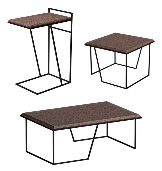 Galula Grao金属底座木质台面边桌 咖啡桌 茶几3D模型（OBJ,FBX,MAX）