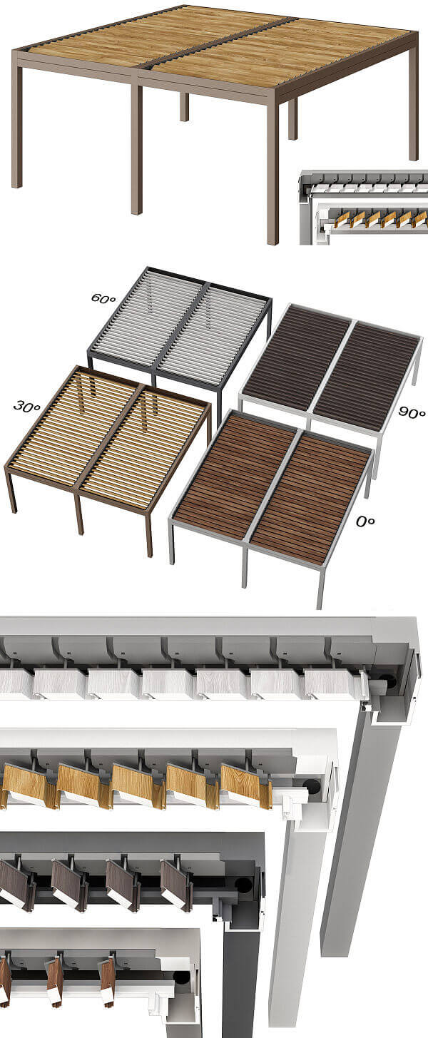 带卷帘的金属凉亭凉亭 雨棚3D模型（OBJ,MAX）插图