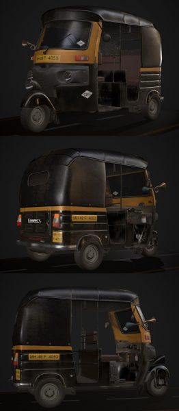 孟买人力三轮车3D模型（OBJ,FBX,MAX）