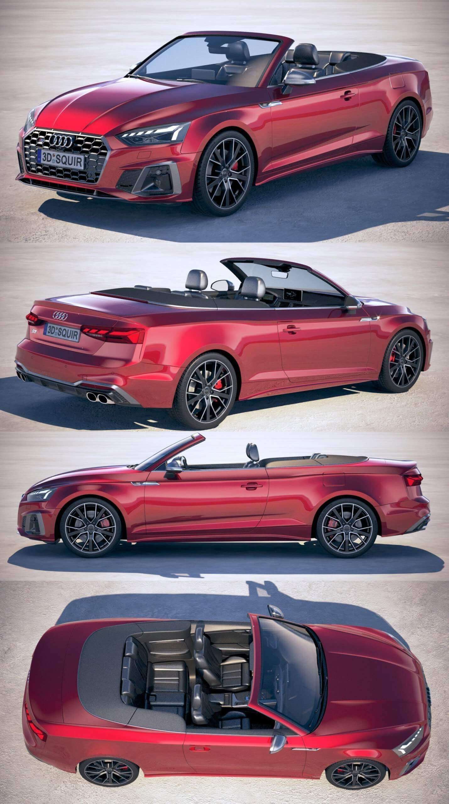 2020奥迪Audi S5 Cabrio敞篷汽车3D模型（OBJ,FBX,MAX,C4D,LWO）插图