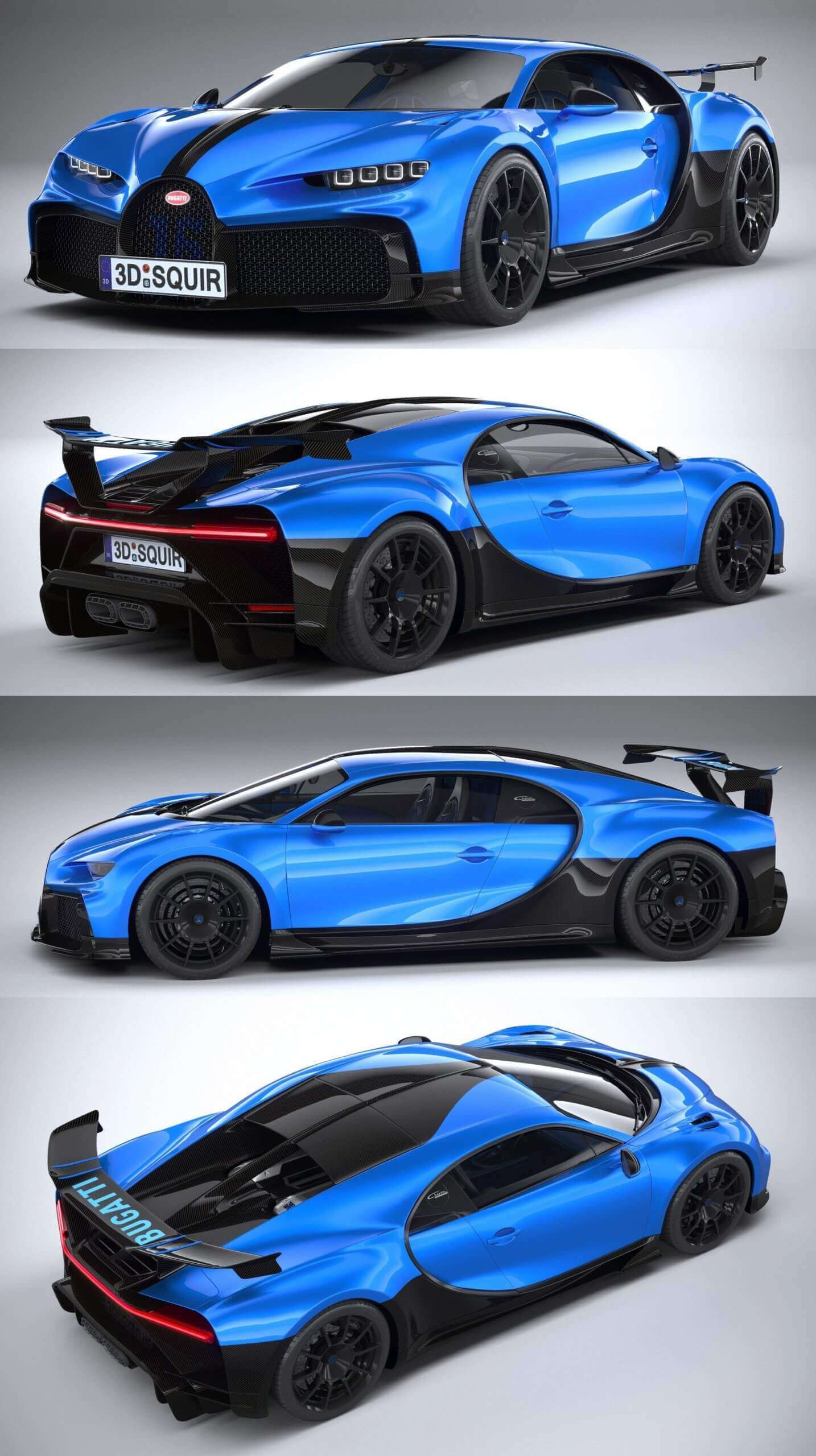 2021布加迪Bugatti Chiron Pur Sport跑车3D模型（OBJ,FBX,MAX）插图