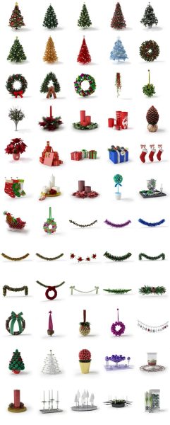 多种圣诞装饰3D模型合集（OBJ,FBX,MAX）