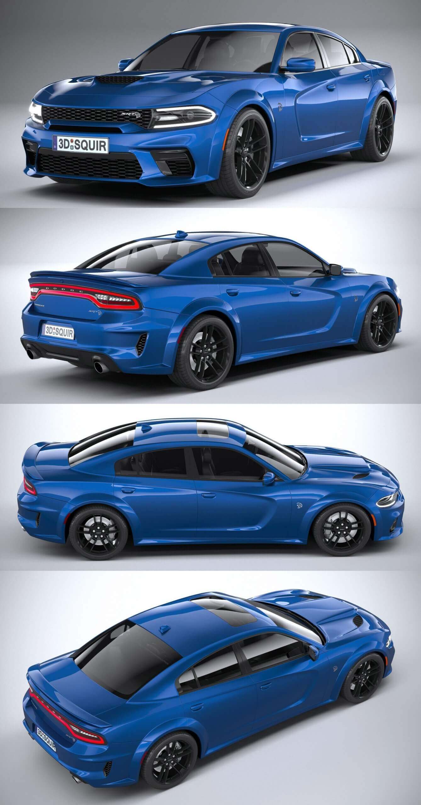 2020道奇Dodge Charger SRT Hellcat Widebody汽车3D模型（OBJ,FBX,MAX）插图