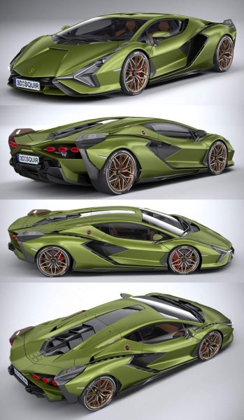 2020兰博基尼Lamborghini Sian跑车3D模型（OBJ,FBX,MAX,C4D,LWO）