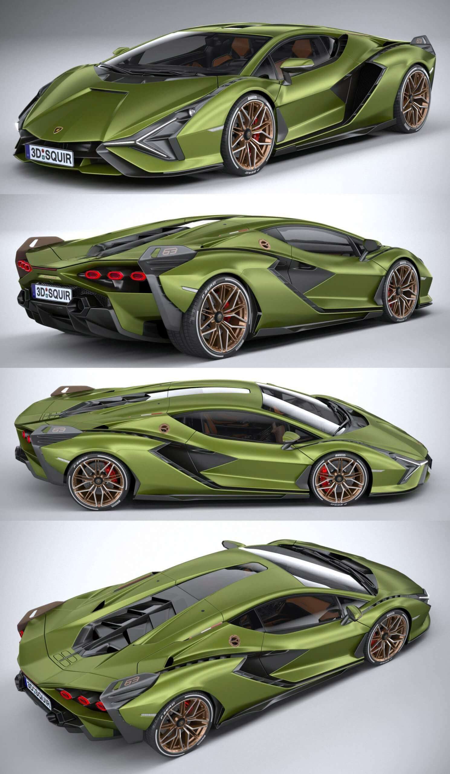2020兰博基尼Lamborghini Sian跑车3D模型（OBJ,FBX,MAX,C4D,LWO）插图