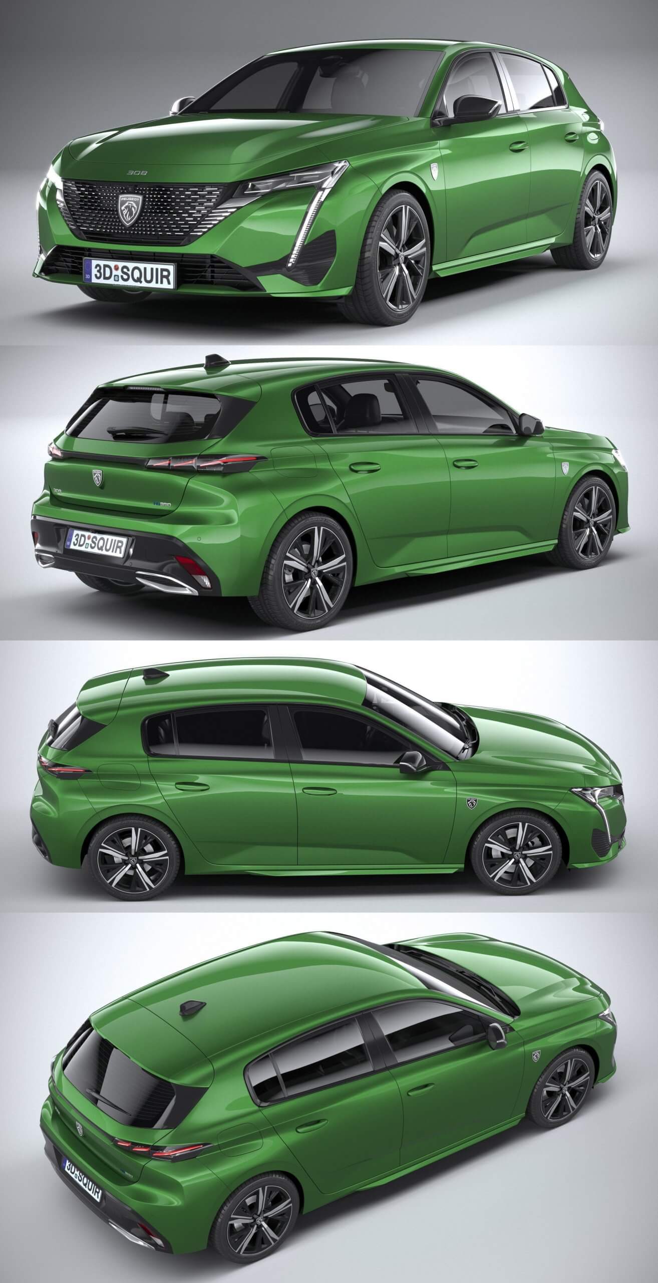 2022标志Peugeot 308 SUV汽车3D模型（OBJ,FBX,MAX,C4D,LWO）插图