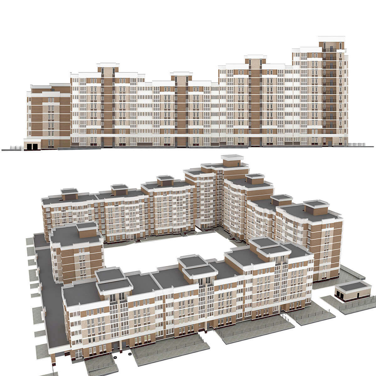 公寓大楼3D模型（OBJ,MAX）插图