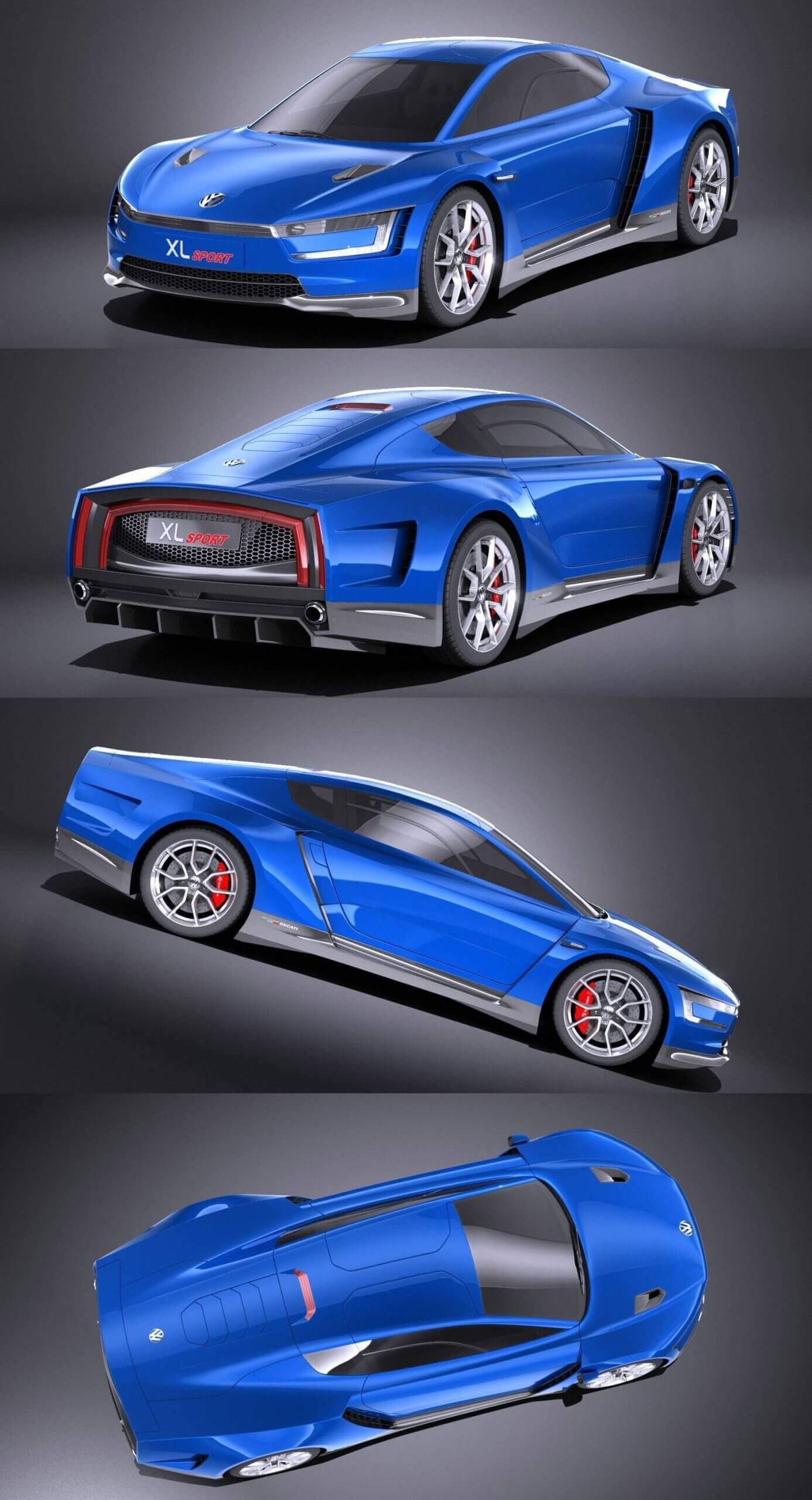 2015大众Volkswagen XL Sport跑车3D模型（OBJ,FBX,MAX）插图