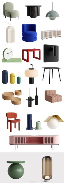 21款时尚家具和家居装饰品合集3D模型（OBJ,MAX）
