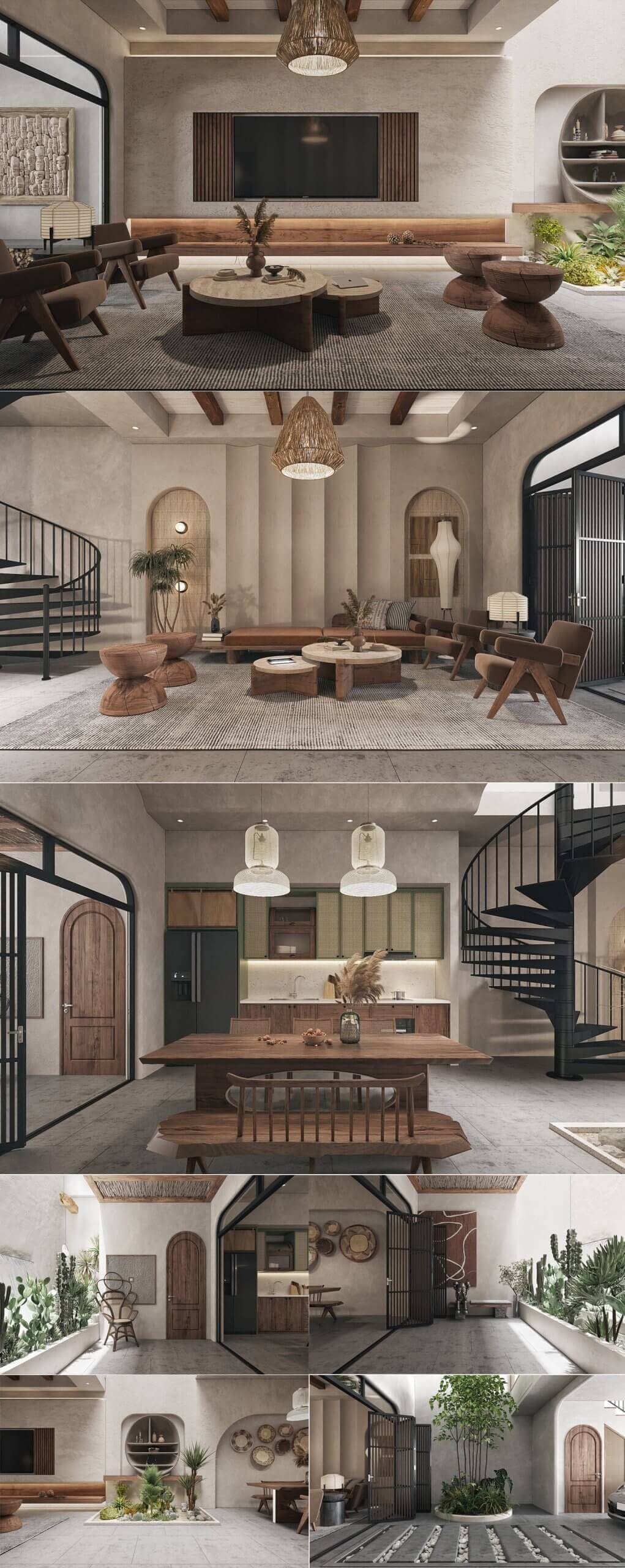 包含餐厅和阳台的客厅设计 复式客厅场景3D模型（MAX）插图