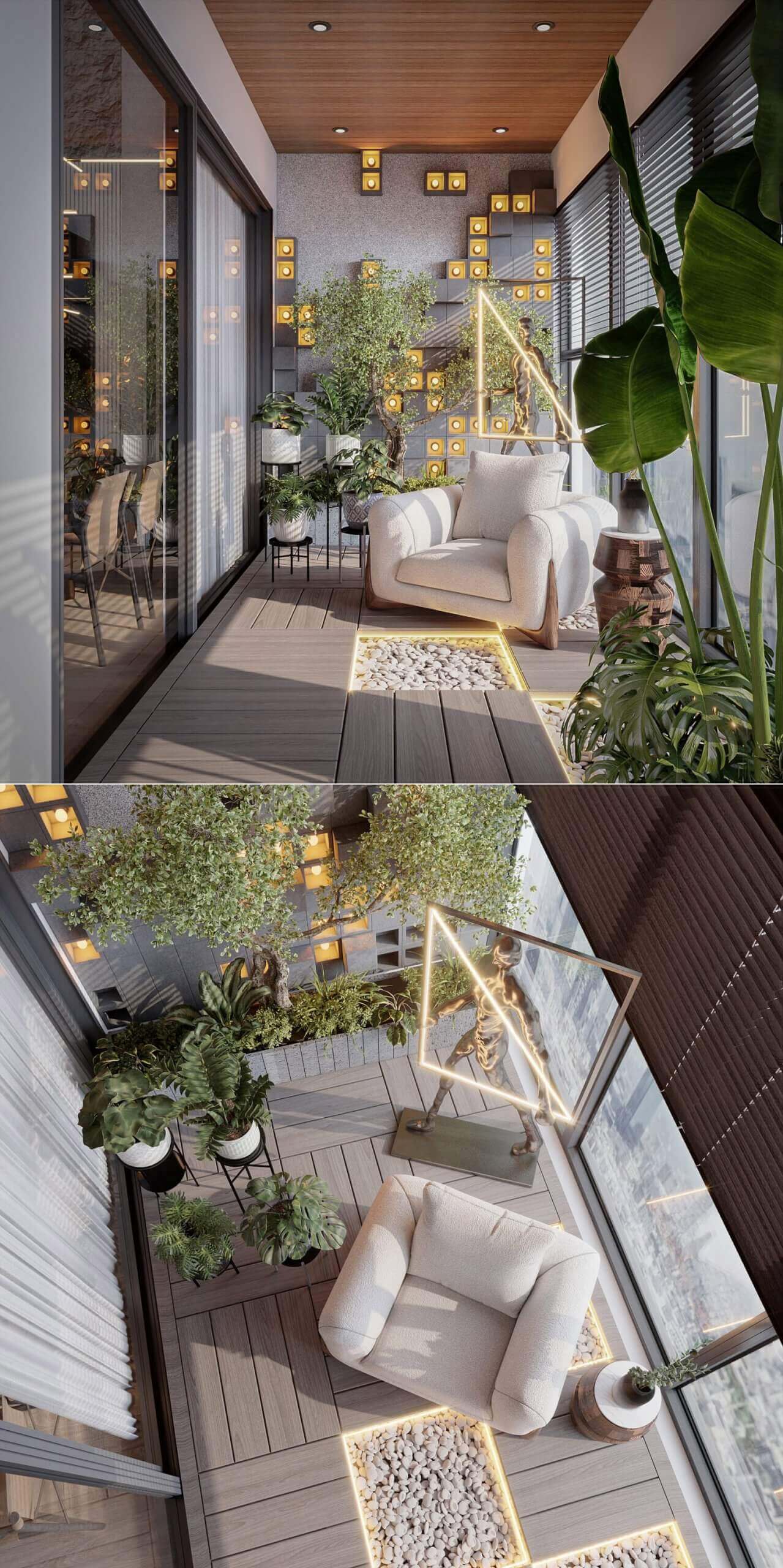 包含绿植 家具和装饰的家庭阳台场景 阳台设计3D模型（MAX）插图