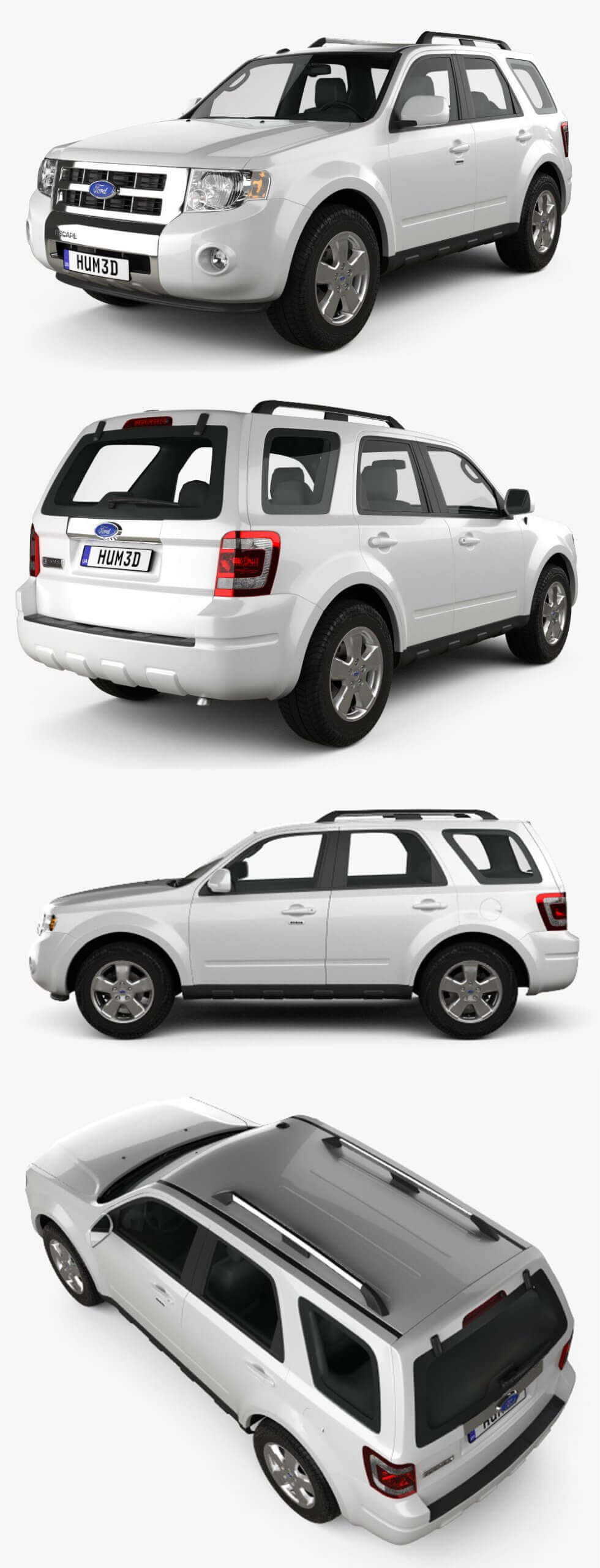 2015福特锐际Ford Escape SUV汽车3D模型（OBJ,FBX,MAX,C4D,LWO）插图