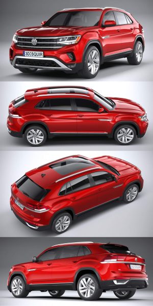 2021大众Volkswagen Atlas Cross Sport Regular SUV汽车3D模型（OBJ,FBX,MAX）