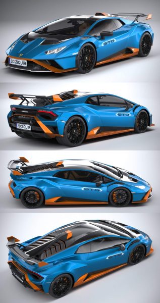 2021款兰博基尼Lamborghini Huracan STO跑车3D模型（OBJ,FBX）