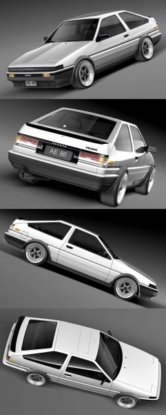 1983-1987丰田Toyota AE86 Levin汽车3D模型（OBJ,FBX,MAX,C4D,LWO）