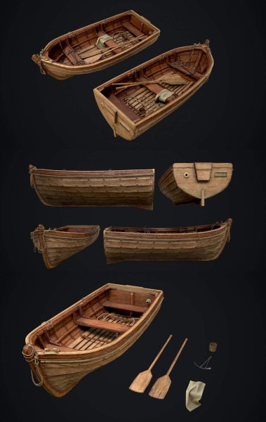 小木船3D模型（OBJ,FBX,MAX）