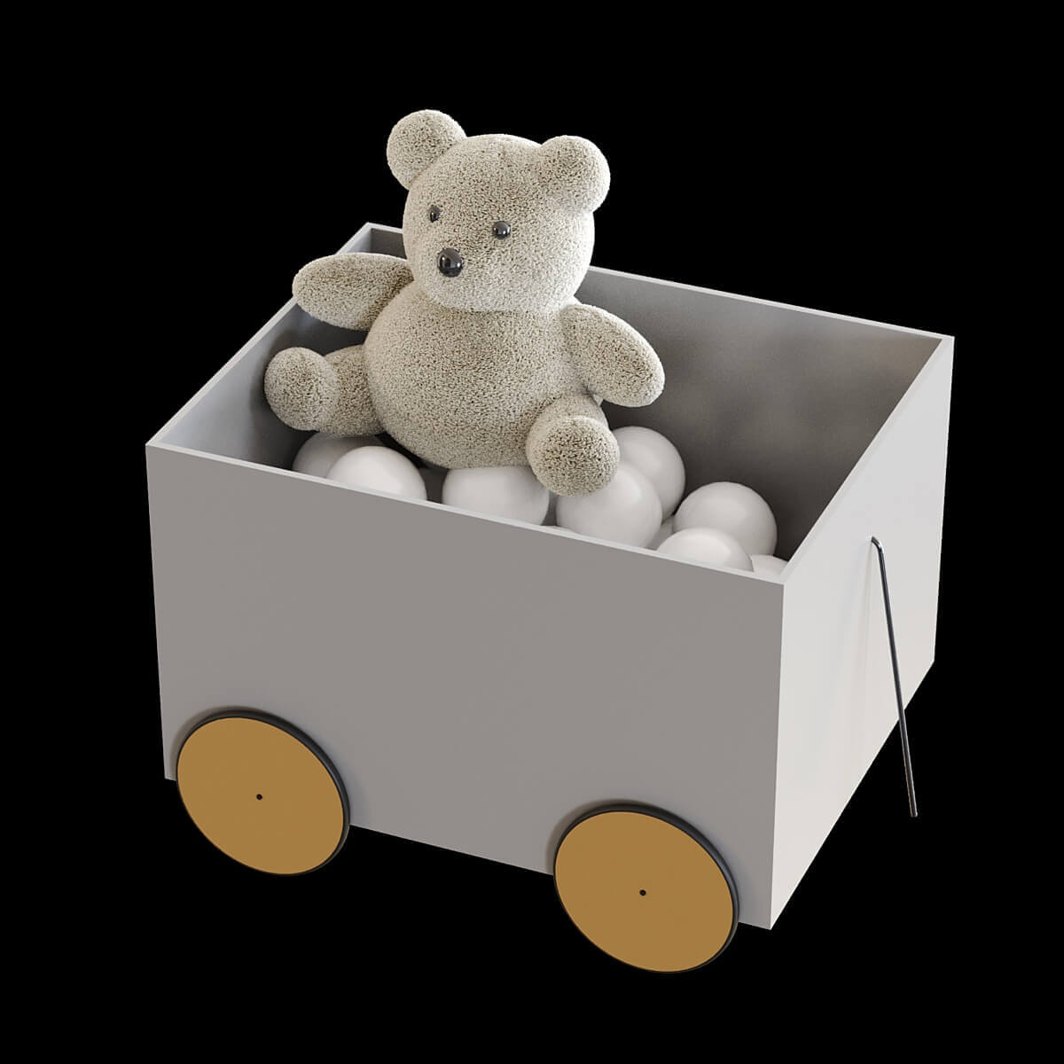 玩具箱中的小球和小熊布偶3D模型（OBJ,MAX）插图