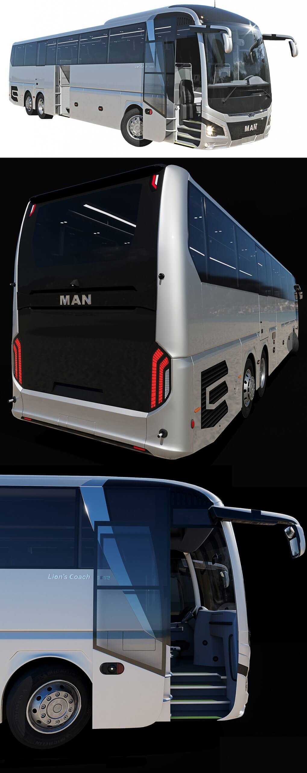 MAN Lion’s Coach旅游大巴3D模型（OBJ,FBX,MAX）插图