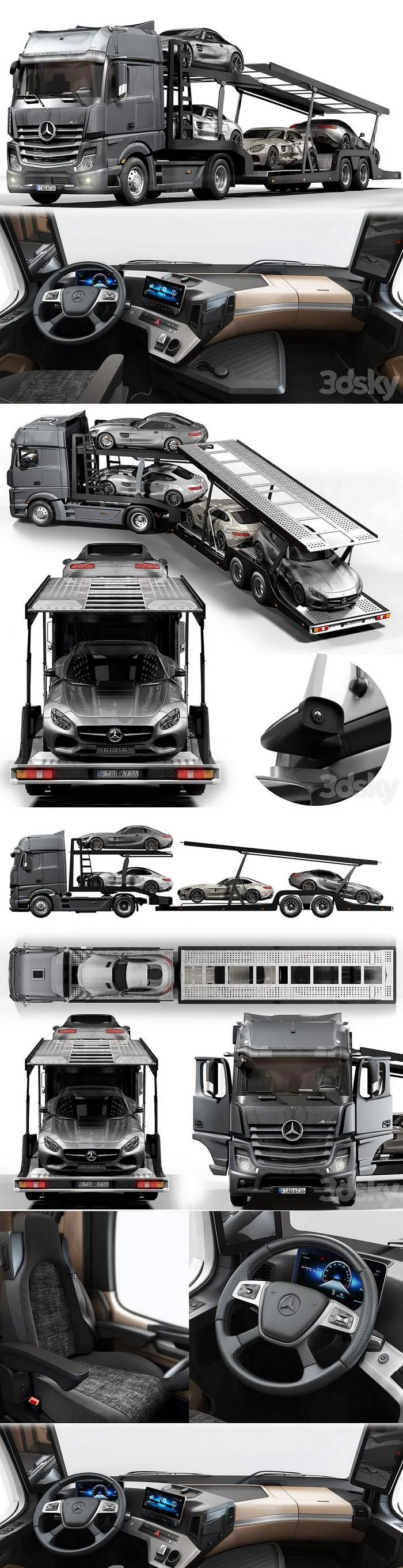 Mercedes Actros 3D模型卡车拖车汽车模型插图