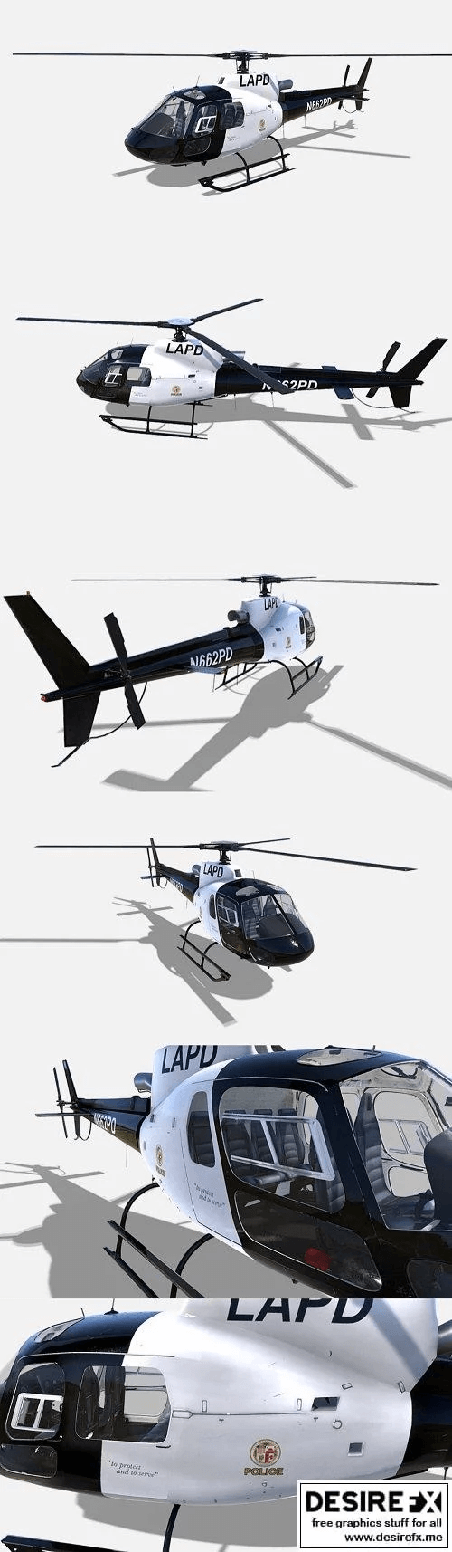 PBR Eurocopter直升机3D模型（OBJ,FBX,MAX）插图