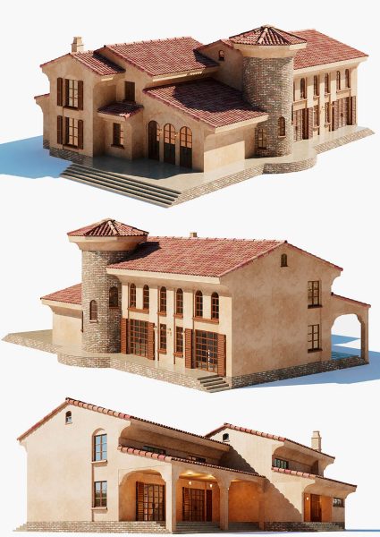 西班牙Colonial别墅3D模型（OBJ,FBX,MAX）